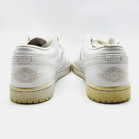 Nike Air Jordan 1 Low Mens 8 Triple White Leather Casual Shoe Sneaker 553558-112 - Picture 6 of 10